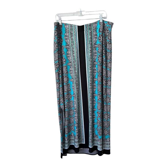 Catherines Maxi Skirt Womens Size 14/16 Black Pull On Boho Stretch Side Slits - Picture 1 of 9